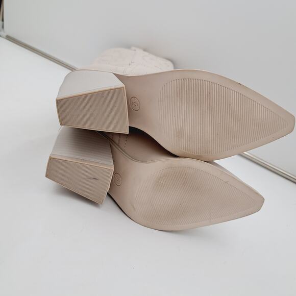 Madden Girl Arizon Light Cream Pointed Sq Toe Cowgirl Cottage Embroided Boots 6 - Picture 8 of 9